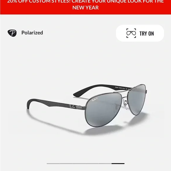 NWOT Ray-Ban Carbon Fiber Sunglasses with Silver Lenses display picture 2